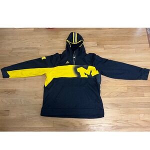 Adidas Michigan Wolverines Quarter Zip Hoodie Mens S Navy Yellow Athletic